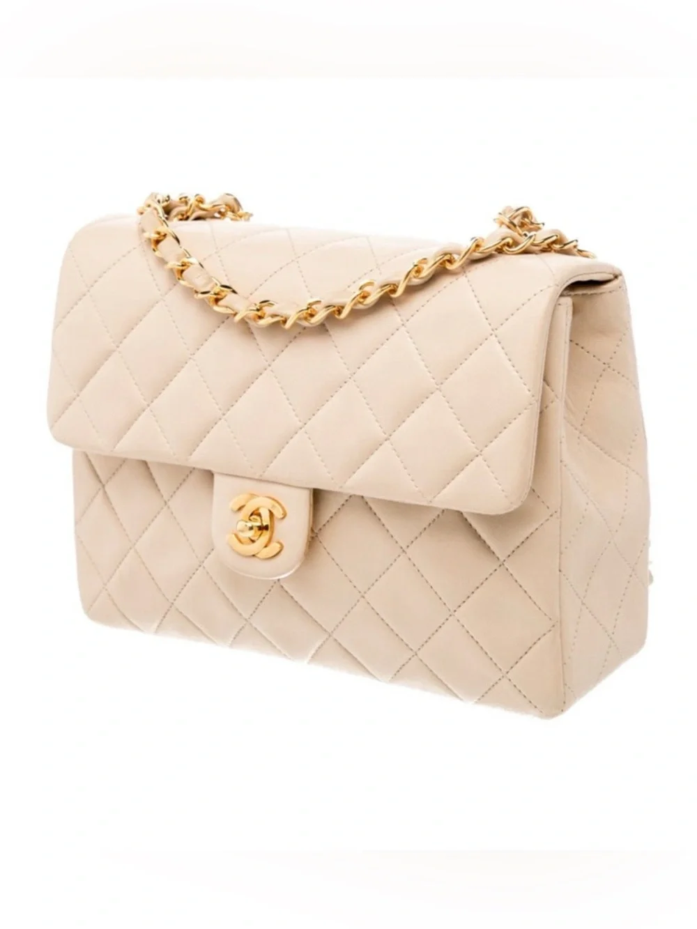 CHANEL Quilted Shoulder Bag in Beige with Gold Hardware - Picture 2 of 5